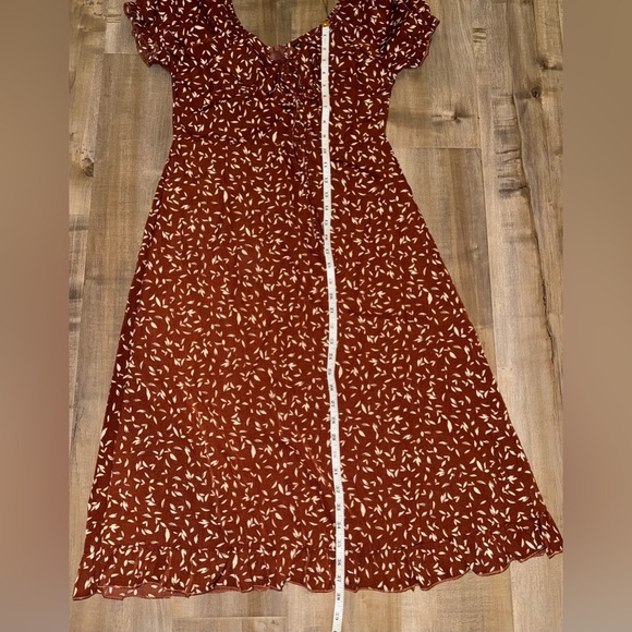 Women’s Floral Brown Floral Midi Dress Size Small - Picture 5 of 6